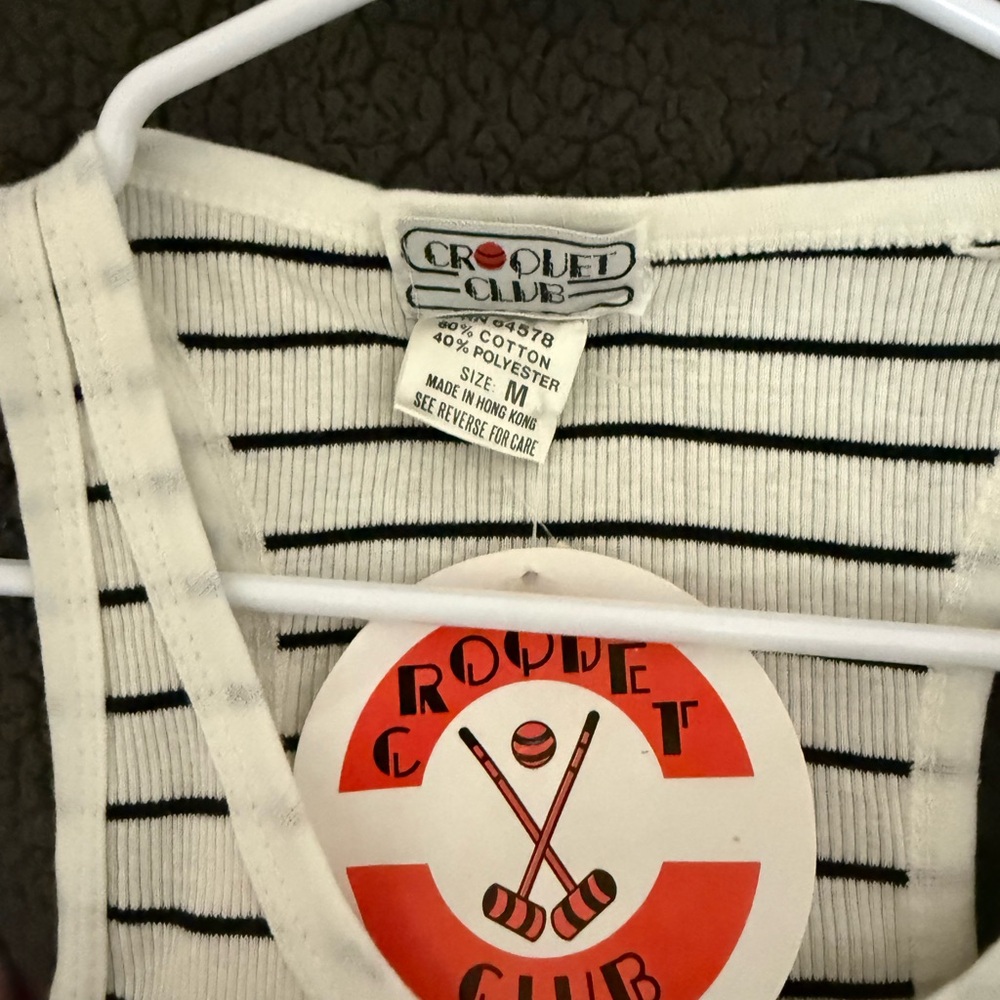 Croquet Club Women's Striped Tank Top - Black and White